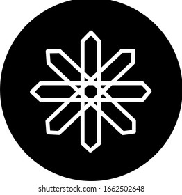 Diseño islámico elegante en icono de círculo negro.
