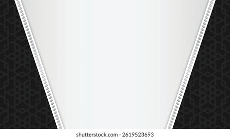 Elegant Islamic Ramadan Background Border Frame with Black and White Contrasting Patterns