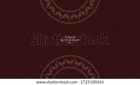 Elegant Islamic Ramadan Background with Dark Maroon Color and Gold Ornamental Lantern Circle, Geometric Arabesque Pattern, Luxury Minimalist Design for Banner Flyer Wallpaper Greeting