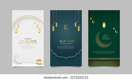 Elegant Islamic realistic social media stories template collection