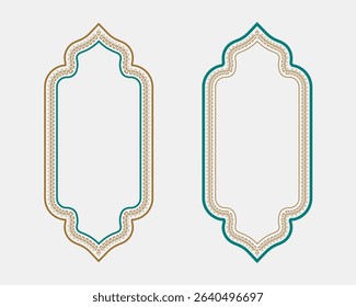 Elegant islamic tazhib border frames iranian art set floral and plant motifs with editable text boxes for cover designs and religious decor