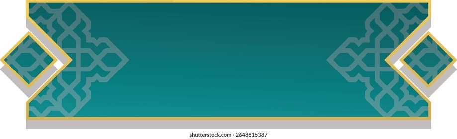 Elegante design de caixa de texto islâmico com padrões intrincados e bordas decorativas.