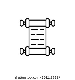 Elegant Isolated Old Manuscript With Decorative Rolls In Linear Style