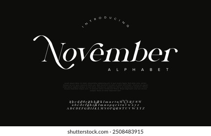 Elegant italic alphabet letters font logo classic minimal fashion designs. Typography modern sans fonts and number for logo brand. vector illustration