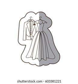 elegant jacket and dress married icon, vector illustration design