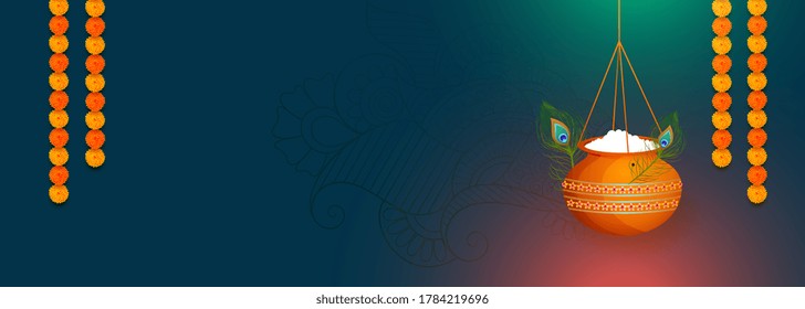 elegant janmashtami festival banner with text space