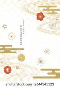 Elegante padrão japonês fundo. água corrente, crisântemo, ameixa.