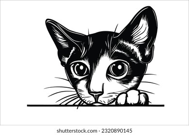 Elegant Javanese cat playfully peeks, capturing hearts with its irresistible charm. This enchanting feline companion exudes grace and beauty, adding a touch of sophistication to your creative projects