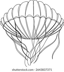 Elegant jellyfish line art illustration featuring flowing tentacles and dome-shaped body, perfect for ocean-themed designs, marine  tattoos, and educational sea life graphics.