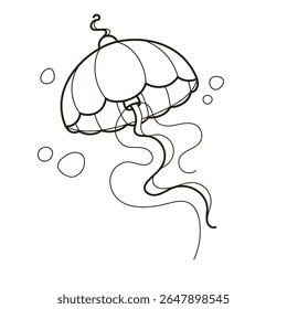 Elegant Jellyfish Line Art on a White Background