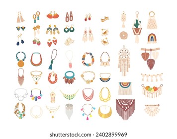 Elegant Jewelry And Decorations Vector Set. Sparkling Gemstones Adorn Exquisite Pieces, Reflecting Timeless Beauty