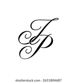 Elegantes JP Monogram Logo Design, perfekt für Luxus-Branding, Boutique-Identität oder persönliche Logo-Designs.	
