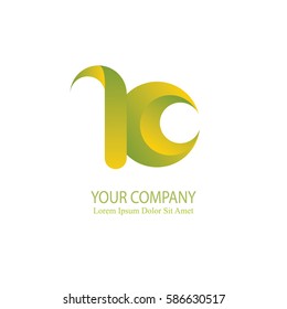 elegant k initial letter flat 3d typography design logotype for brand and company identity. gradient yellow and green color