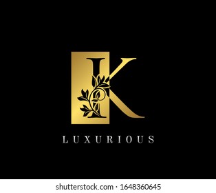 Elegant K Luxury Logo Icon, Vintage Gold K Letter Logo Design.
