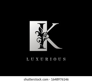 Elegant K Luxury Logo Icon, Vintage Silver K Letter Logo Design.