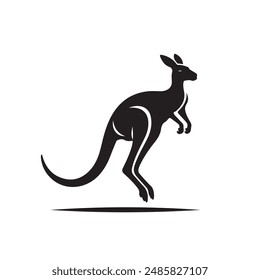 Elegant Kangaroo Silhouette Vector - Stylish Animal Illustration for Wildlife, Nature, and Australian Themes
