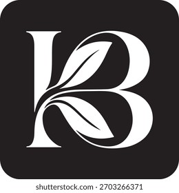 Elegant kb monogram logo design featuring leaves, ideal for branding and identity projects