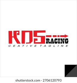 Elegante Vector de texto KDS RACING, diseño de logotipo para campo de velocidad.
