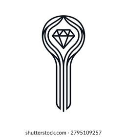 Elegant key design with a diamond head, perfect for high-end real estate agencies, locksmith services, or security brands focusing on premium clientele.