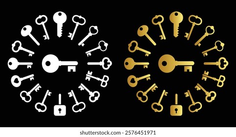 Elegant Key Designs in Gold and White