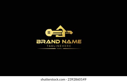 Elegant Key House Logo Design, Real Estate Logo Icon Symbol Design Vector Template