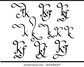 Elegant KF Calligraphy Logo Design | Custom K and F Monogram