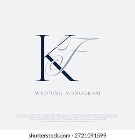 Elegante logotipo de monograma de boda con iniciales entrelazadas KF