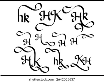 Elegant KH Calligraphy Logo Design | Custom K and H Monogram