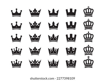 Elegante icono del vector de la corona de rey.