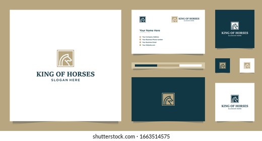 elegant king horse with stylish graphic design and name card inspiration luxury design logo