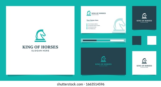 elegant king horse with stylish graphic design and name card inspiration luxury design logo