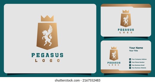 Elegant king horse with stylish graphic design and name card inspiration luxury design logo and business card , horse logo set with line and business card style