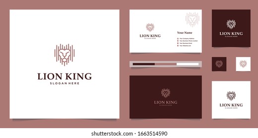 elegant king lion with stylish graphic design and name card inspiration luxury design logo