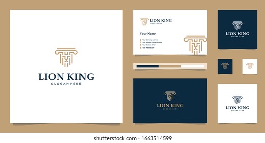 elegant king lion with stylish graphic design and name card inspiration luxury design logo