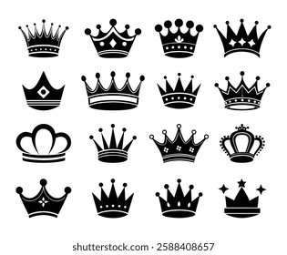 Elegant King Queen Crown Vector.