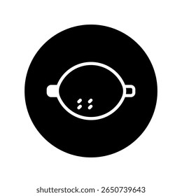 Elegant kitchenware illustration: Depicting a sleek colander icon against a dark backdrop, ideal for culinary designs
