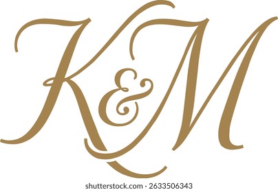 Logotipo inicial do casamento KM elegante 