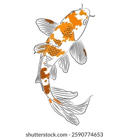 Elegant Koi Fish Illustration with Orange and White Pattern – Symbol of Peace and Prosperity