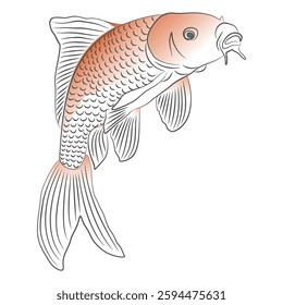 Elegant Koi Fish Illustration with Subtle Color Gradient