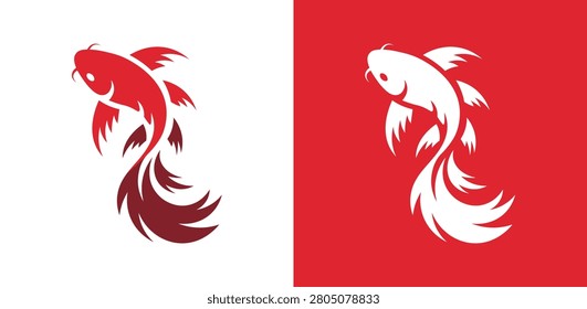 Elegant koi fish logo vector for branding, aquaculture, seafood, Japanese culture, and creative business identity.