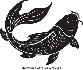 Elegant Koi Fish Vector Silhouette IllustrationElegant Koi Fish Vector Silhouette Illustration
