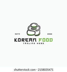 elegant Korean Food logo vector design template. Korean food shop logo design vector inspiration with modern, line art and minimalist styles. outline Korean food logo design vector isolated on white