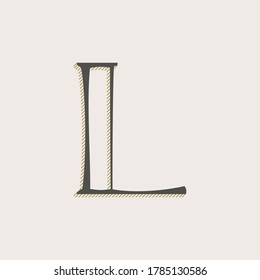 Elegant L letter serif font logo. Classic thin pen lettering with shadow lines. Luxury vector illustration perfect for alcohol labels, fashion posters, vintage identity, etc.