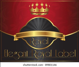 Elegant label with golden frame, vector