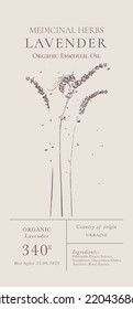 Elegant Label for Natural organic herbal products. Vintage packaging design collection for Cosmetics, Pharmacy, healthy food. Dried leaves, real herbarium. Vector illustration