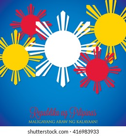 Elegant label Philippine Independence Day card in vector format. Translation: 'Republic of the Philippines' 'Happy Independence Day'