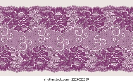 Elegant lace with floral on  white background.