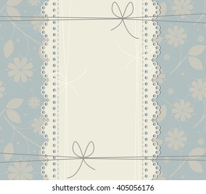 Elegant lace frame with decorative bows and floral background can be used for wedding invitation, greeting card , baby shower and more creative ideas.