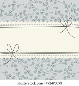 Elegant lace frame with flowers and bows can be used for wedding invitation, anniversary, cover and more creative designs.