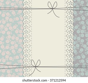 Elegant lace frame with roses.  Vector vintage freedom concept can be used for wedding invitation, greeting card, baby shower  and more creative designs.